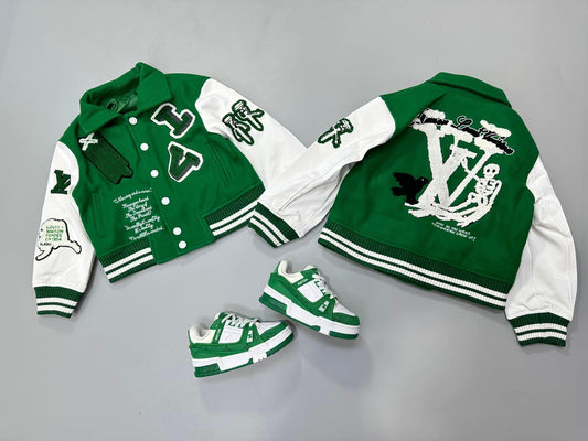 “El-Vee” Patch work letterman coat